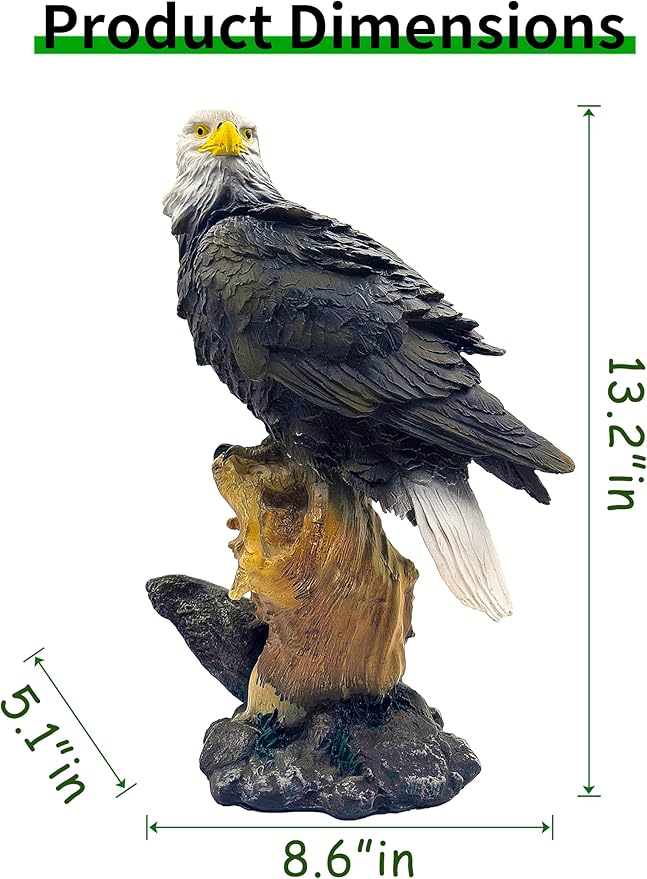 13.2" Real Eagle Outdoor Sculpture,Funny Bird Statue,Garden Beach Statue Decorations,Resin Animal Seabird Ornaments,Coastal Beach Decor,Patio Decor for Table Statues for Garden,Lawn,Yard