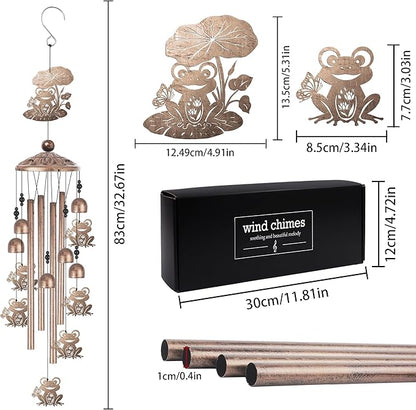 Romart Frog Wind Chimes for Outside, Frog Gifts for Women Men Mom Wife Grandma Birthday Sympathy Memorial Windchimes for Outdoors Indoors, Garden, Patio, Home, Porch, Yard Decorations
