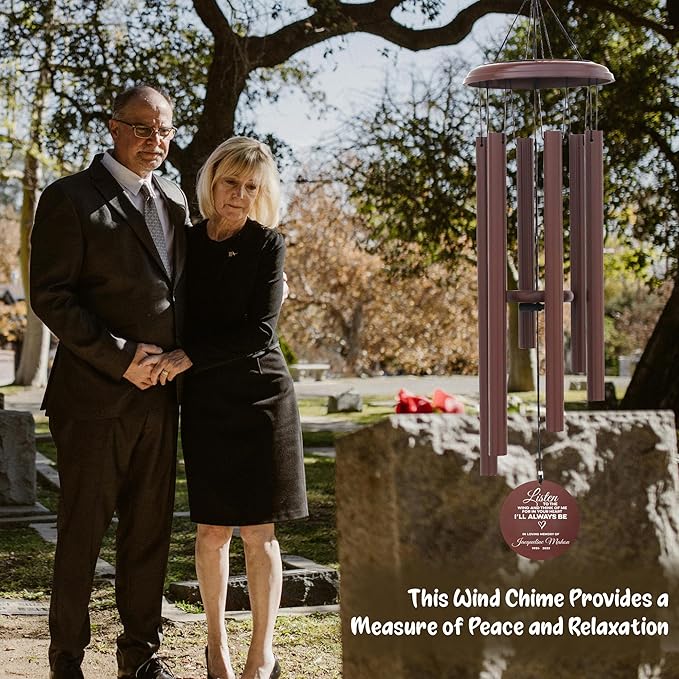 Personalized Memorial Wind Chimes – 35" Custom Remembrance Gift for Loss of Loved One – Outdoor Sympathy Wind Chime for Mother, Father, or Friends – Garden & Patio Decor
