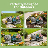 Solar Garden Outdoor Statues Cat Figurine Lights - Yard Decorations for Patio,Balcony,Lawn Ornaments - Unique Housewarming and Birthdays Gifts for Mom Women