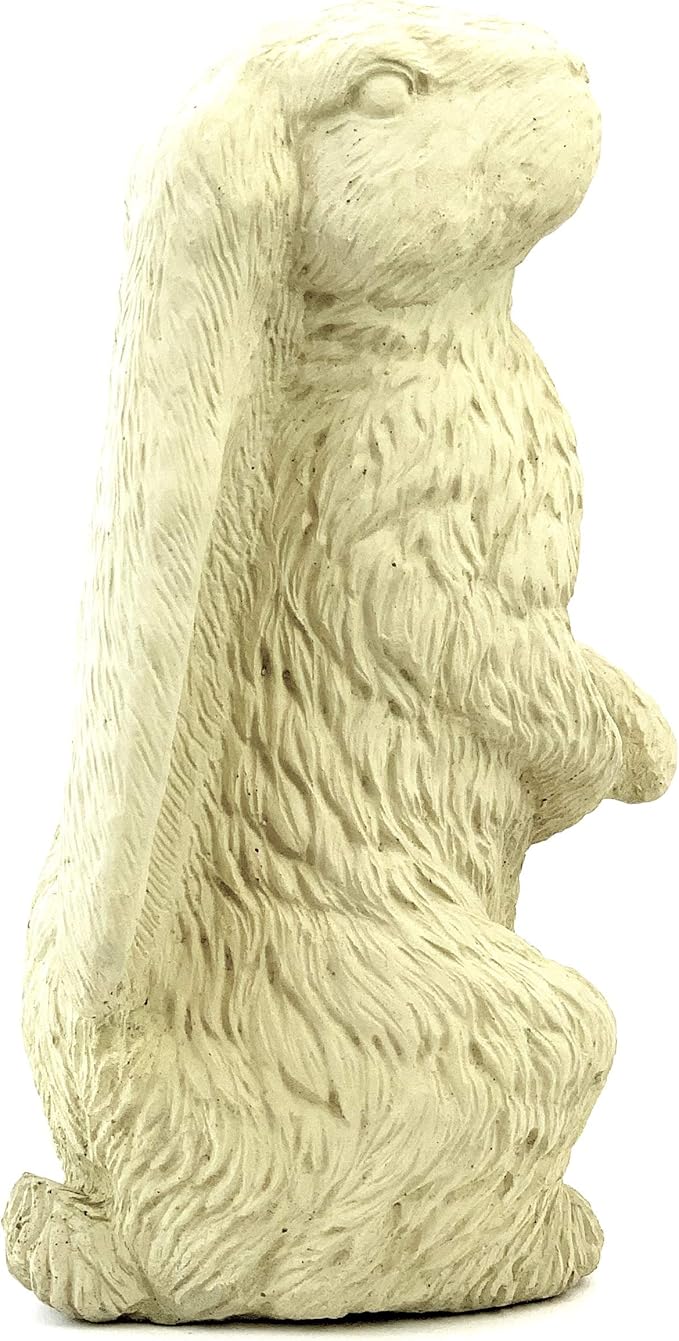Vintage English Hare Statue: Solid Durable Stone with Aged Texture. Perfect for Home Decor & Sealed for Outdoor Use. Handcrafted USA. (Classic/White)