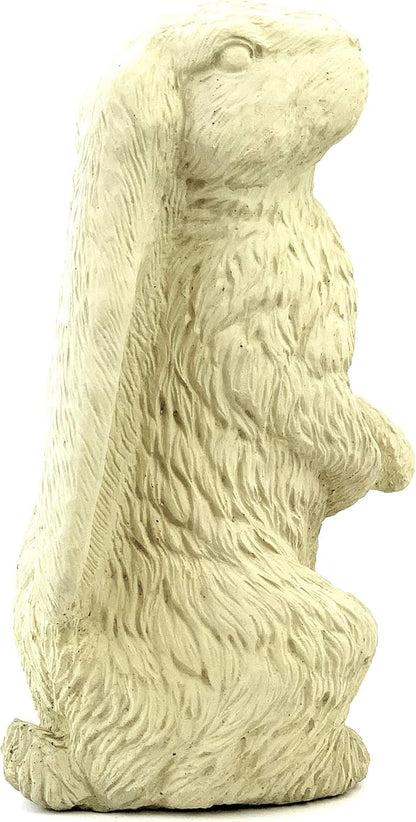 Vintage English Hare Statue: Solid Durable Stone with Aged Texture. Perfect for Home Decor & Sealed for Outdoor Use. Handcrafted USA. (Classic/White)