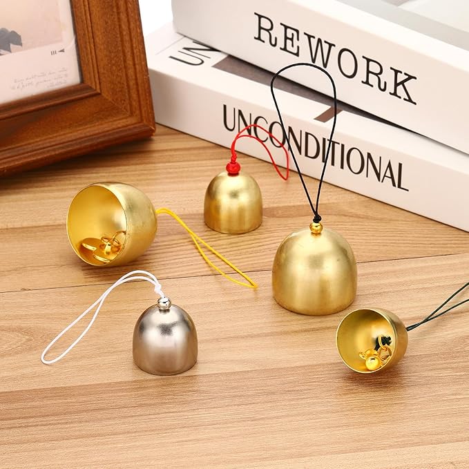 PATIKIL 6 Pcs Wind Chime, Hanging Bells Temple Bells Retro Outdoor Hanging Metal Chinese Wind Chime Round for Outside Garden Camping, Silver Brown
