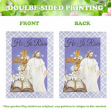 He is Risen Garden Flag Easter Cross Religious Yard Flags Lily Jesus Holy Bible Butterfly Burlap Double Sided House Banners Spring Lilies Christianity Church Garden Flags 12 x 18 Inch