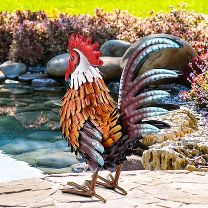 Shorayn Rooster Garden Statue Metal Chicken Yard Art Decor Outdoor Sculpture Figurines