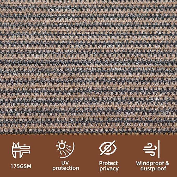 KANAGAWA 4ft x 50ft Privacy Screen Fence, 90% Blockage Heavy Duty 175 GSM Fencing Mesh Net Cover for Outdoor Wall Garden Yard Backyard 40 Cable Zip Ties Included Brown