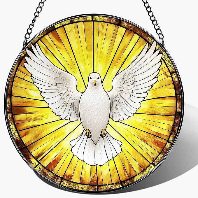 8'' Dove Stained Glass Suncatcher, Stained Glass Window Hanging, Christian Christmas Ornament, Religious Home Decor, Gift for Christmas, Religious Gifts, Christian Gifts