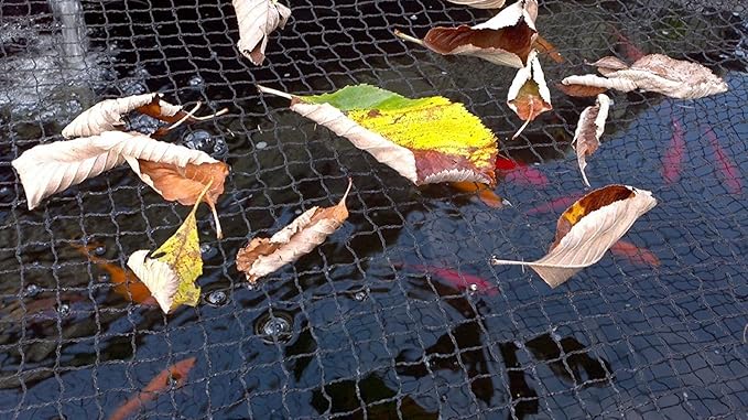 Pond H2o Black Premium Pond Protection Cover Net with Fixing Stakes 20 Ft by 13 Ft (6m x 4m) Heavy Duty Woven Fine Mesh Garden Netting Cover for Leaves, Protects Koi Fish