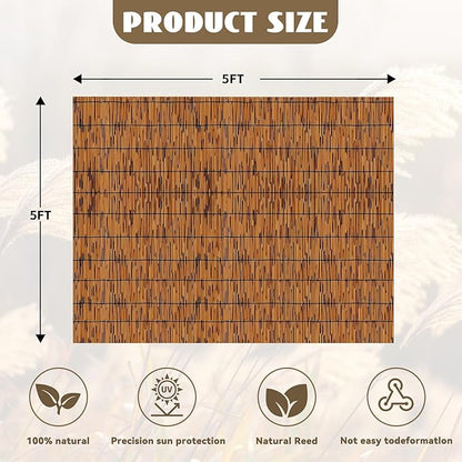 KOIUEYW Bamboo Reed Fencing, Decorative Bamboo Curtains for Patio, Light Russet Privacy Fence Reed Screens Outdoor for Patio Garden Balcony Privacy Screen, 5 x 5 FT