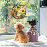 Sunflower Stained Glass Window Hanging,Flowers and Butterfly Sun Catcher for Door Terrace Garden Kitchen Home Decor,Suncatchers for Christmas Mother's Day Birthday Valentine's Day Festival Gift 6.3 in