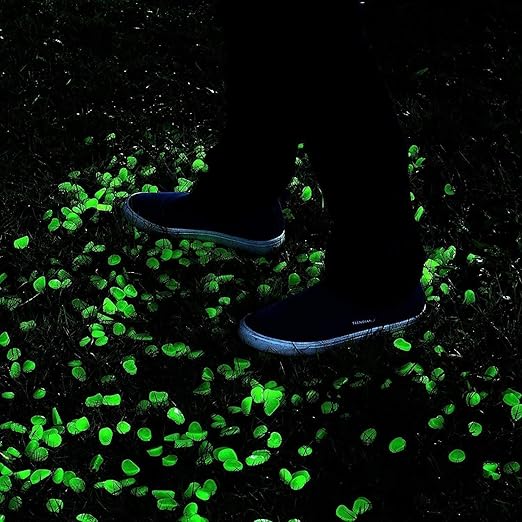2.4Lbs 550 Pcs Glow in The Dark Garden Pebbles, Gardening Luminous Glow Stones Outdoor Decor Glowing Water Fish Tank Gravel (Green)