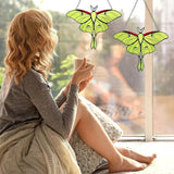 Yalikop 2 Pcs Luna Moth Stained Glass Window Hangings, Green Butterfly Sun Catchers for Windows, Mothers Day Decor Gifts for Mom, Handmade Glass Suncatcher Home Garden Decor, Gift for Decorations