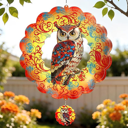 Wind Spinners Outdoor, IDEA SHOW 12In Stainless Steel Wind Spinners Outside, 3D Kinetic Hanging Sculpture, Rustproof Metal Garden Decor Ornaments for Yard Art, Women, Men, Holidays