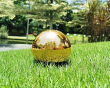 Stainless Steel Gold Gazing Mirror Ball, Polished Hollow Ball Reflective Shiny Garden Sphere, Housewarming Gift Outdoor Decorations(6 Inch)