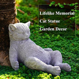 Cat Memorial Stone Garden Statue, Cats Outdoor Statue Gifts for Loss of Cat Sympathy, Grave Markers for Garden Outdoor Statue Decor, 9.8” L Sleeping Tabby Figurine, Patio & Yard Accent Decoration