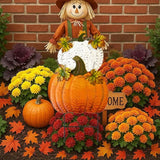 Rustic Metal Stacked Pumpkin Garden Stake Indoor Outdoor Welcome Decoration Hanging Metal Double Pumpkins Yard Signs for Fall Harvest Decor Thanksgiving Halloween Lawn Decoration