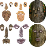 4 Pack Tree Faces Decor Outdoor, Tree Face Outdoor Statues Old Man Trees Hugger Yard Art Garden Decor, Funny Bark Ghost Statues for Halloween Easter Spring Decoration