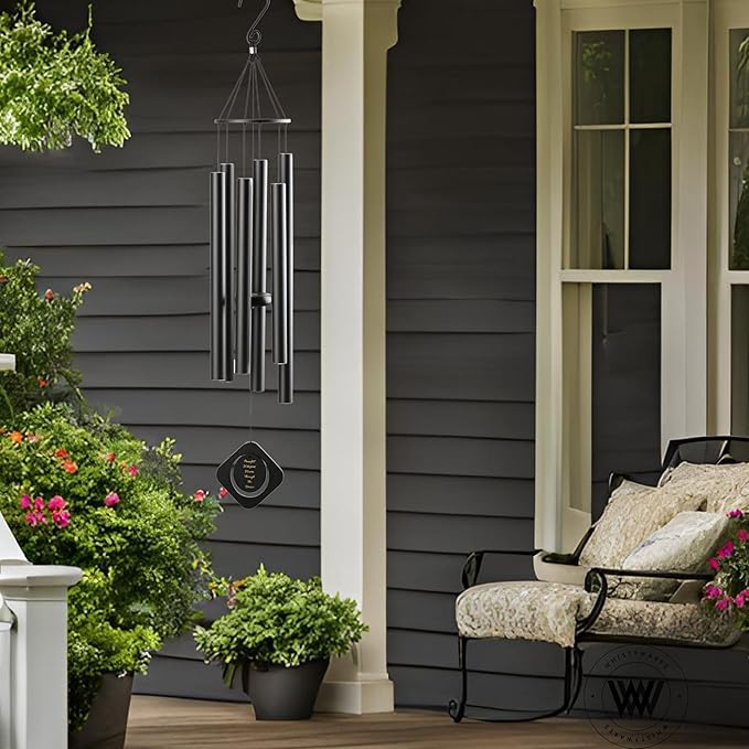 Whistywares Deep Tone Outside Wind Chime - Large Tube Wind Chimes for Outdoors - Soothing Tuned Tones - Ideal Feng Shui Chime - Windchime for Home, Garden or Patio.