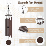 Wind Chimes for Outside with Classic Sound, Coolest Aluminium Metal Windchimes Outdoors with Pine Wood Striker, Unique Gift for Mom, Garden Decoration(32" Brown)