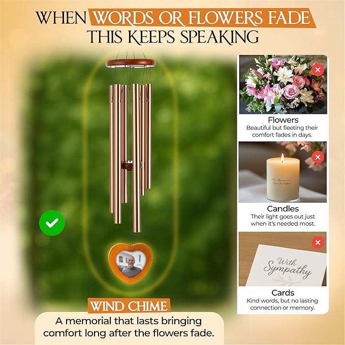 32 Inch Memorial Wind Chimes Outdoor, Wind Chimes for Loss of Loved One, Memorial Gifts for Loss of Mom, Sympathy Gifts for Mother, Father, Brother, Sister