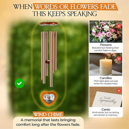 32 Inch Memorial Wind Chimes Outdoor, Wind Chimes for Loss of Loved One, Memorial Gifts for Loss of Mom, Sympathy Gifts for Mother, Father, Brother, Sister