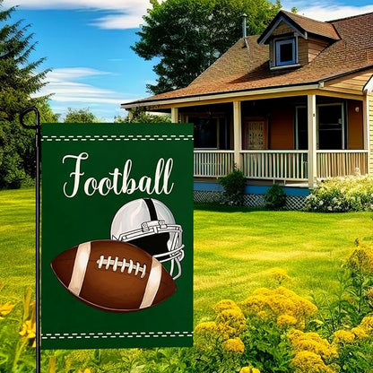 Football Garden Flag Football Helmet Double Sided Yard Flag The Big Game Polyeaster Garden Flags Sunday Sports Party Vertical Green House Banner 12 x 18 Inch Outdoor Decorative