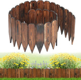 Rustic Pine Wood Garden Fence - 6.6ft L*12in H Easy to Install Sturdy Wooden Landscape Edging Border, No Fading Planter Fencing for Yard Flower Bed Lawns Pathway Tree