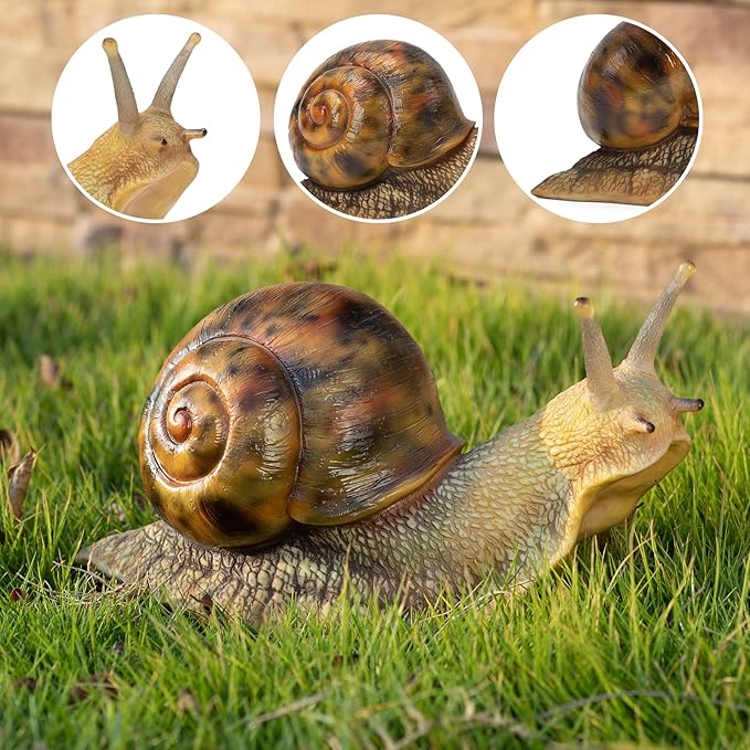 Garden Snail Sculpture, Reptile Resin Sculpture, Suitable for Outdoor Courtyard Pond Garden Lawn Decor Landscape, is The for Garden Enthusiasts (7 inches)
