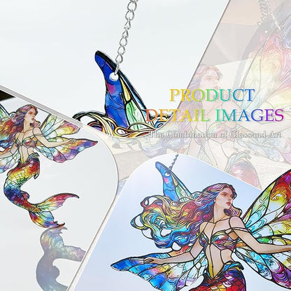 Fairy Suncatcher, Stained Glass Fairy Suncatcher Window Hanging, Suncatchers for Sister/Friend