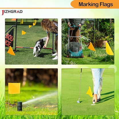 50Pack Yellow Marking Flags, JIZHGRAD 15x4x5 Inch Marker Flags Use for Yard & Lawn, Boundary & Dog Training, Survey & Landscape, Sprinkler & Surveyor, Garden & Construction, High Visibility, Sturdy, Versatile, UV & Weather Resistant