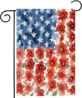 4th of July Patriotic Garden Flags 12x18 Inch Vertical Double Sided Outside, Memorial Day Independence Day Floral Yard Flag Decor, Holiday Outdoor Spring Summer Seasonal Decorations for Home