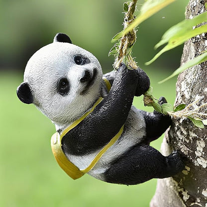 Adorable Climbing Panda Bear Statue Whimsical Tree Hugger Panda Decor Durable Resin Outdoor Yard Art Fairy Garden Accessories PandaGifts for Women for Birthday Decorations