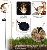 LICKLIP Moon & Fairy Garden Solar Stake Light Outdoor, Crackle Glass Globe With Metal Angle Stake, Waterproof Warm White LED, Decoration for Pathway Lawn Patio Courtyard Backyard (1 Pack)