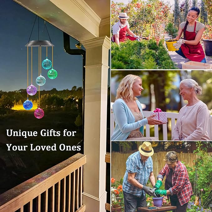 Kwaiffeo Gifts for Women, Solar Disco Ball for Garden Patio Outdoor Decor, Lovely Color Changing Solar Garden Lights, Birthday Gifts for Women, Gifts for Mom Grandma Teacher, Mothers Day Gifts