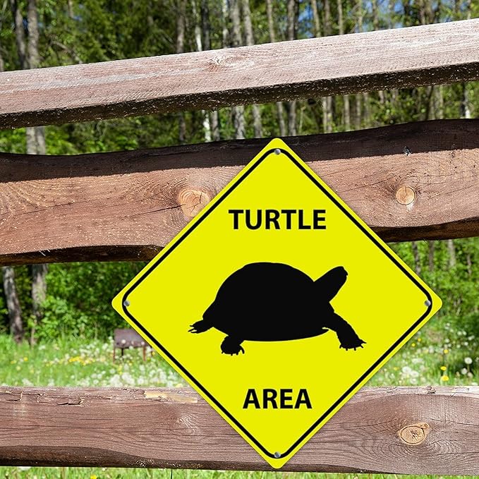 Sea Turtle Crossing Sign Caution Sea TurtleXing Sign Street Sign Wildlife Novelty Road Fence Wall Decor Warning Metal Tin Sign For Indoor Outdoor 15x15in