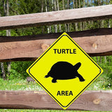 Warning Sea Turtle Area Aluminum Metal Sign Ocean Animal Caution Crossing Xing Street Sign Yellow Diamond Shape Funny Metal Sign For Indoor Outdoor 12x12in