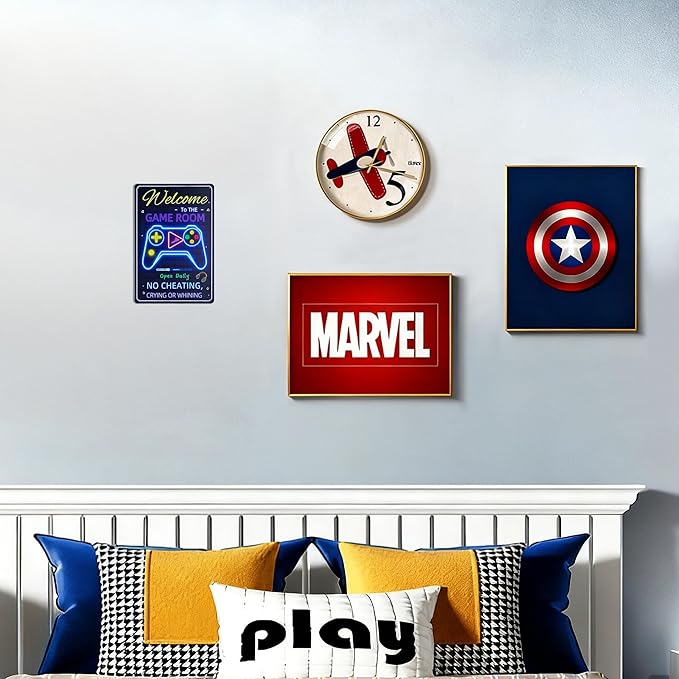 WELCOME TO THE GAME ROOM Sign Decorative Signs Chic Metal Signs for Indoor Game Hall Room Wall Gifts for Boys and Teens Cool Gaming Decor and Accessories (Color08)