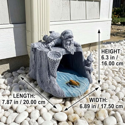 Funny Gnome Statue - Eco-Friendly Resin Outdoor Decor Sculpture, Gutter Diverter Rain, Downspout Extender, Splash Block, Decorative Gutter Extension, Perfect for 3x4 Downspouts