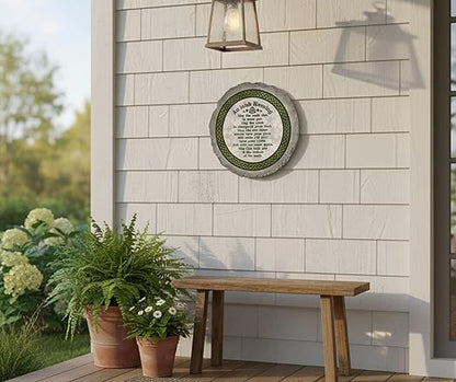 Magnolia Garden 10-Inch an Irish Blessing Decorative Stepping Stone – Weather-Resistant Resin Garden Walkway Tile – Celtic Knot & Shamrock Design Outdoor Accent