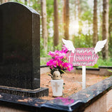 AceOrbit 13.8 X 7.9 Inches Large Happy Birthday in Heaven Decorations Cemetery Decorations for Grave Metal Memorial Remembrance Stake, Grave Markers for Human Cemetery Garden Yard Site Outdoor (Pink)