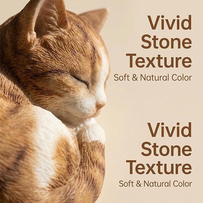 Garden Decor Cat Statue Outdoor Statue, Cat Figurines Garden Statues & Sculpture Decoration, Sleeping Cat Statue Decor for Patio, Porch and Lawn, Cat Gifts for Cat Lover and Women, Cat Memorial Stone