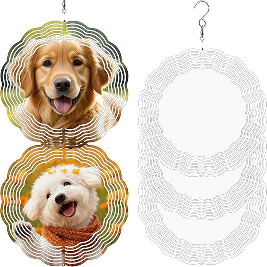 5 Pack Sublimation Wind Spinner Blanks, 10 Inch Double-sided Sublimation Metal Blank Bulk for Transfer DIY, Aluminum 3D Wind Spinner for Indoor Outdoor Porch Garden Yard Window Hanging Decor