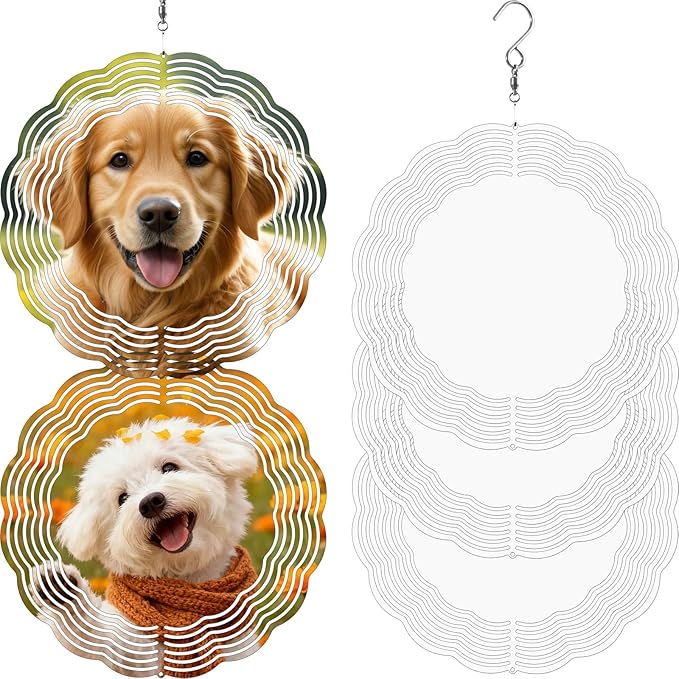10 Pack Sublimation Wind Spinner Blanks, 10 Inch Double-Sided Sublimation Metal Blanks Bulk for Transfer DIY, Aluminum Hanging Wind Spinners for Indoor Outdoor Porch Garden Window Decor