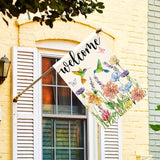 AVOIN colorlife Hummingbird Spring Flowers House Flag 28 x 40 Inch Double Sided, Seasonal Welcome Yard Outdoor Flag