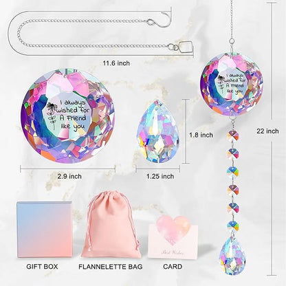 Friend Gifts for Women, Gifts for Friend Christmas Birthday- Always Wished for a Friend Like You, Suncatcher for Home Office Bedroom Living Room Garden Decoration, Sun Catcher