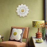 LIFFY 9.2“ White and Gold Metal Flower Wall Art, Modern Rustic Floral Decor for Indoor Living Room Bedroom Office Outdoor Garden Patio Yard