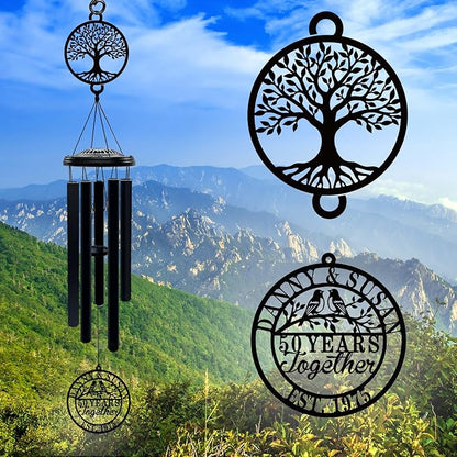 Custom Wedding Anniversary Wind Chime Personalized Gifts for 10th, 25th, 40th, 50th, 60th, 70th or Any Year Anniversary Keepsake Decoration for Parents & Couples