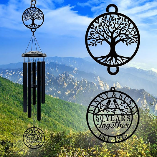 Custom Wedding Anniversary Wind Chime Personalized Gifts for 10th, 25th, 40th, 50th, 60th, 70th or Any Year Anniversary Keepsake Decoration for Parents & Couples