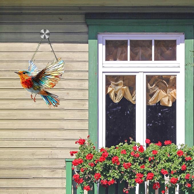 Hummingbird Suncatchers for Windows Hanging Garden Suncatcher Acrylic Window Hanging Panels Decor Gifts for Mom Friend Grandma Wife Housewarming Birthday Home 7.87 * 7.87inc/20 * 20cm