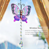 Set 2 Metal Butterfly Suncatchers for Windows - 14" Outdoor Fence Wall Art Decor, Rainbow Prisms Sun Catchers with Crystals Hanging for Home Garden Ornament for Christmas Tree